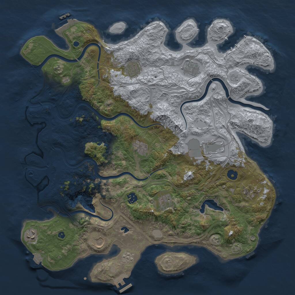Rust Map: Procedural Map, Size: 4250, Seed: 1413410929, 16 Monuments