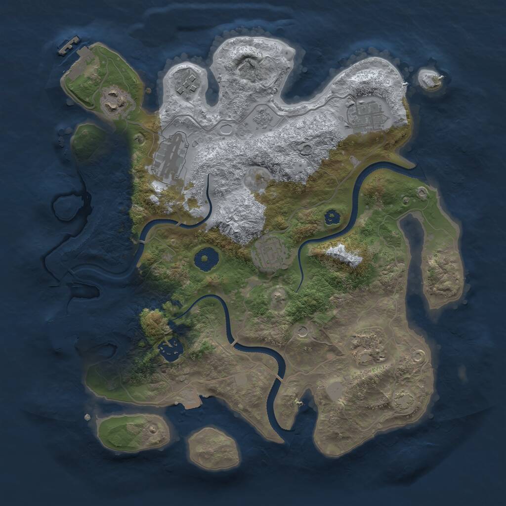 Rust Map: Procedural Map, Size: 3250, Seed: 211366443, 13 Monuments