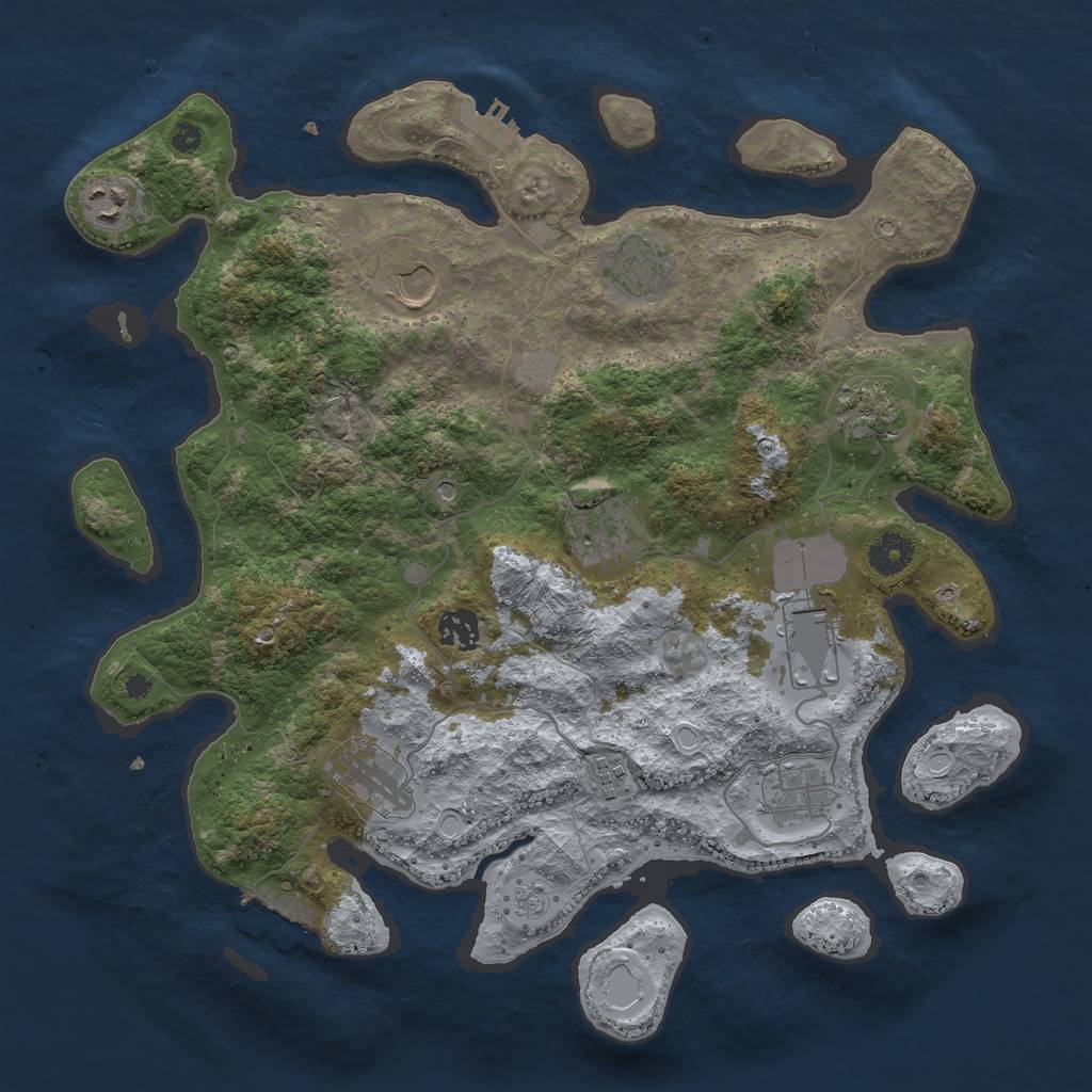 Rust Map: Procedural Map, Size: 3800, Seed: 25121503, 19 Monuments