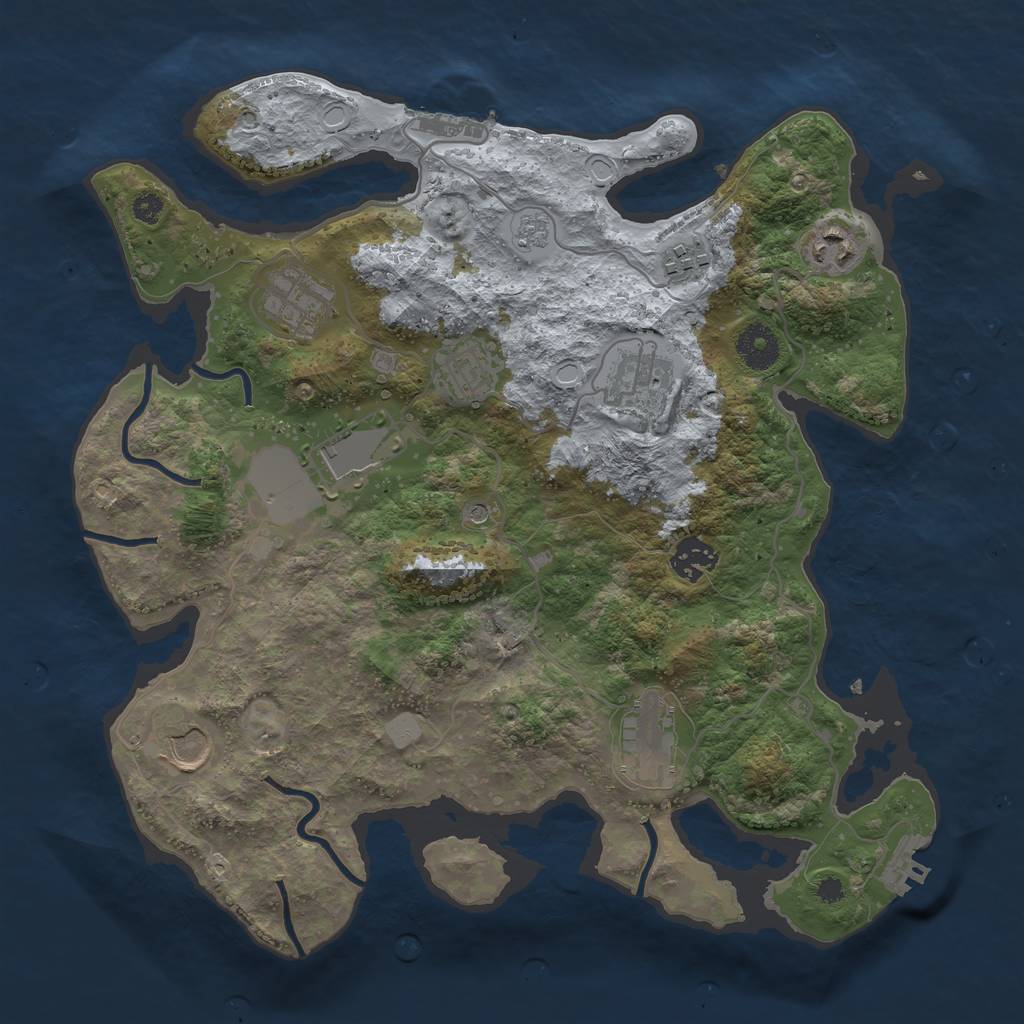 Rust Map: Procedural Map, Size: 3500, Seed: 43960115, 18 Monuments