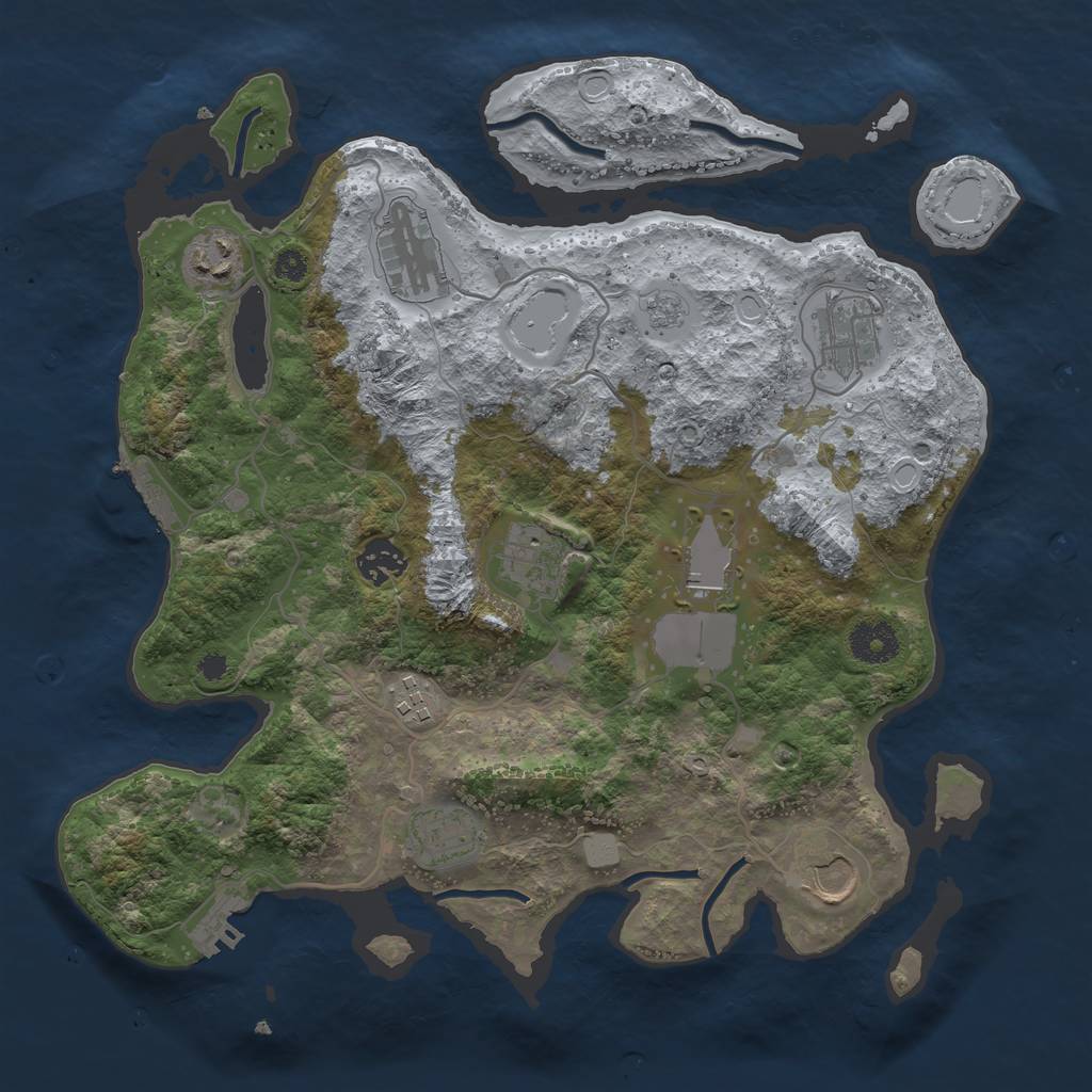 Rust Map: Procedural Map, Size: 3500, Seed: 107343412, 17 Monuments