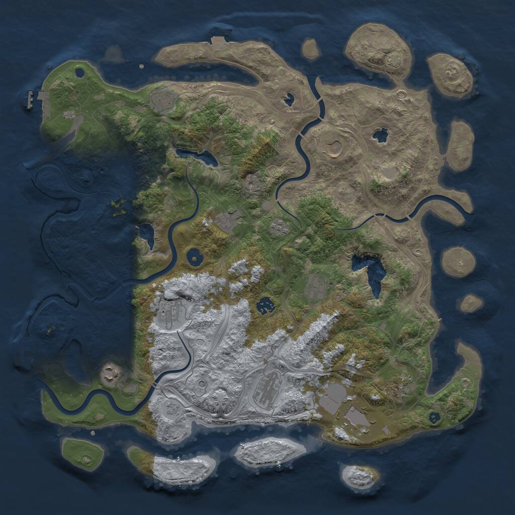 Rust Map: Procedural Map, Size: 4500, Seed: 449061797, 17 Monuments