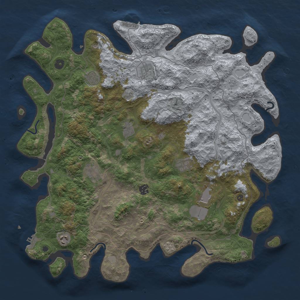 Rust Map: Procedural Map, Size: 4500, Seed: 1540475683, 18 Monuments