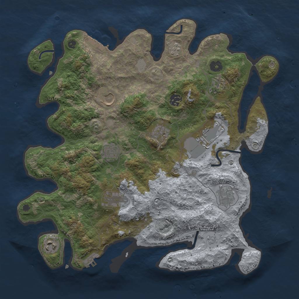 Rust Map: Procedural Map, Size: 3700, Seed: 2114162952, 19 Monuments