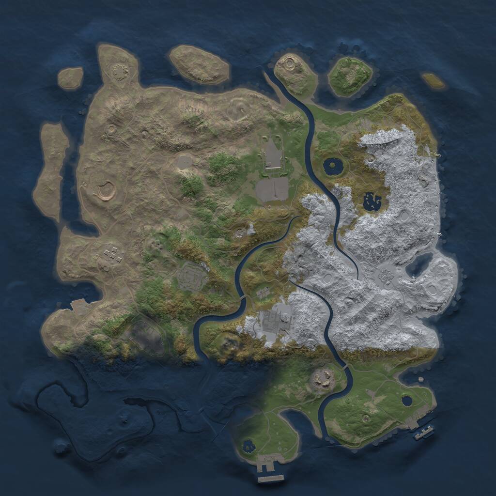 Rust Map: Procedural Map, Size: 3900, Seed: 2222, 14 Monuments
