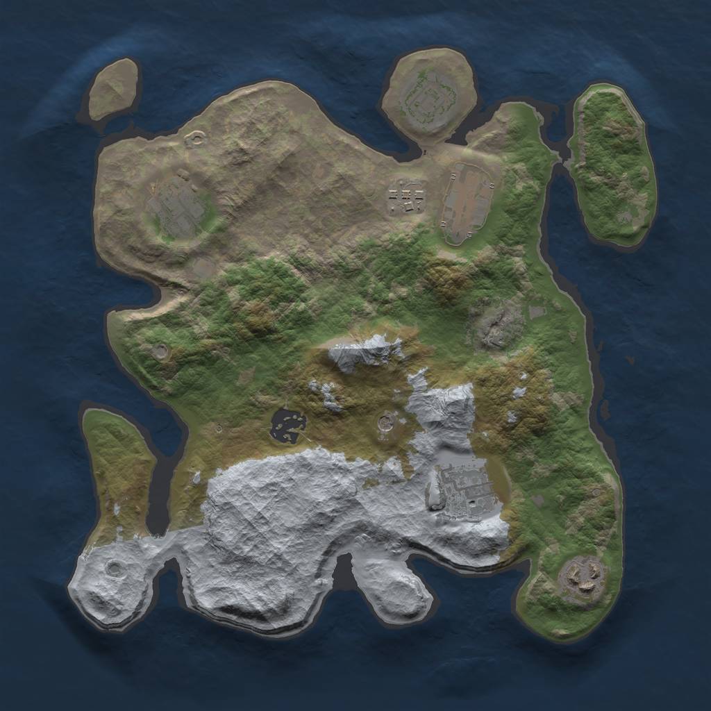 Rust Map: Barren, Size: 3000, Seed: 2089, 10 Monuments