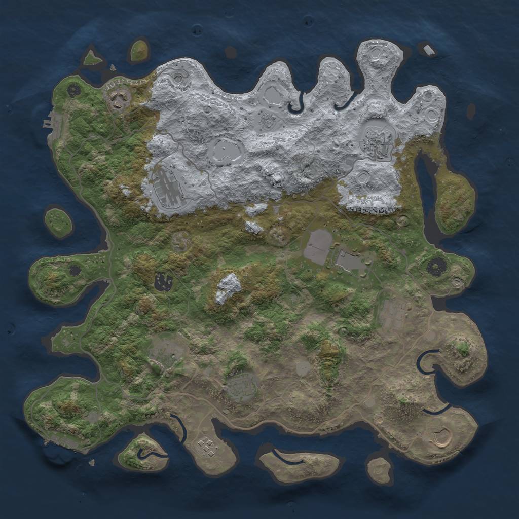 Rust Map: Procedural Map, Size: 4000, Seed: 342870466, 19 Monuments