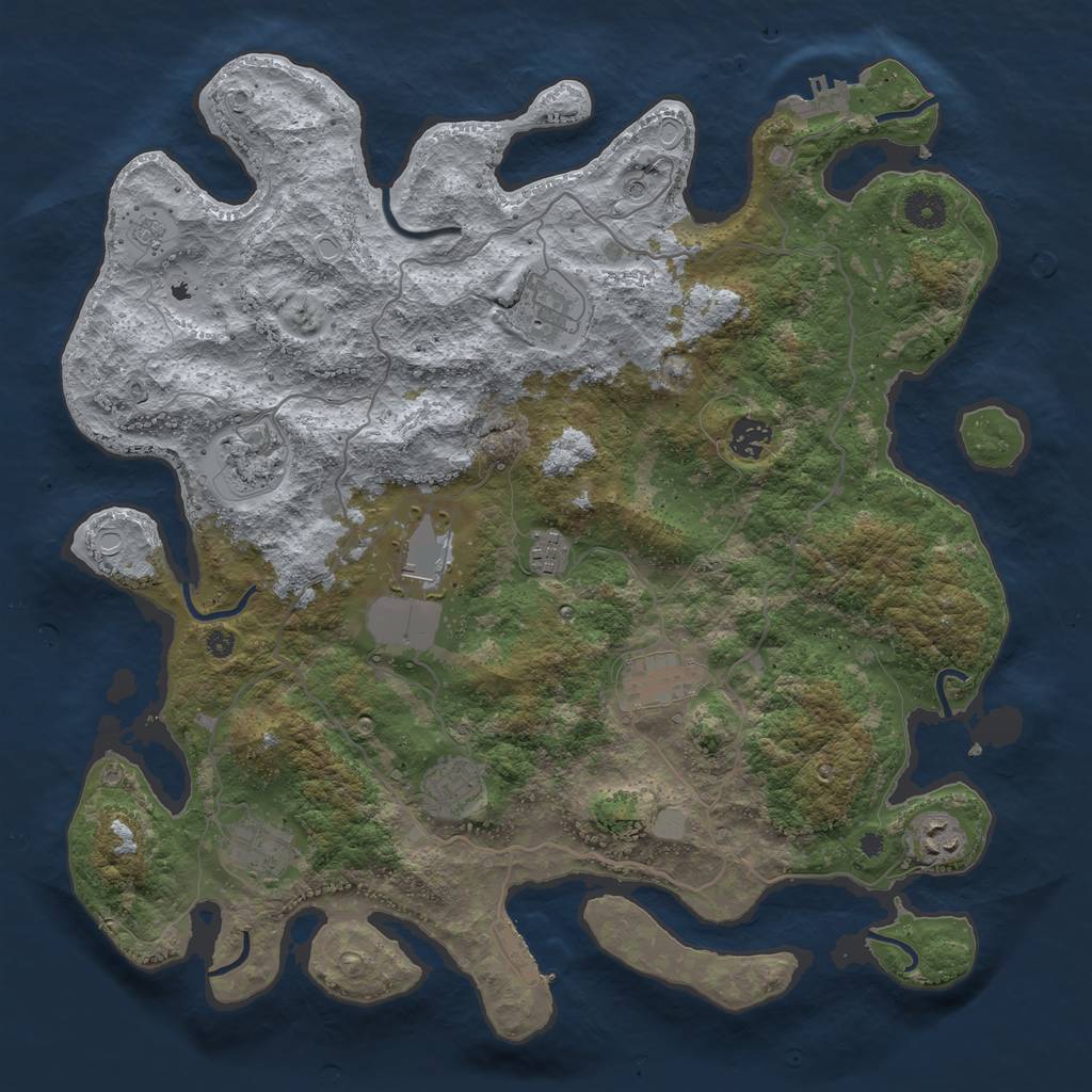 Rust Map: Procedural Map, Size: 4000, Seed: 1984164298, 18 Monuments