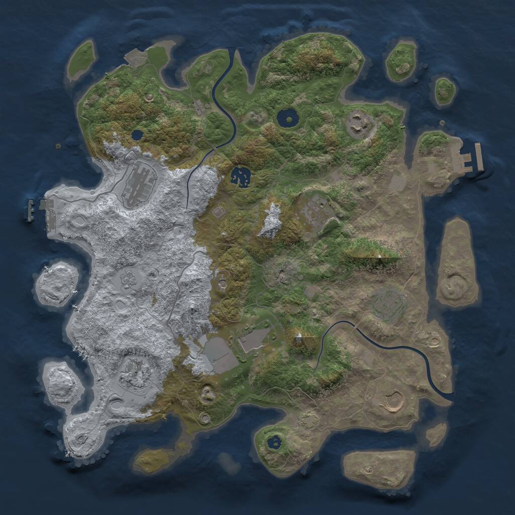 Rust Map: Procedural Map, Size: 3700, Seed: 2169154, 14 Monuments
