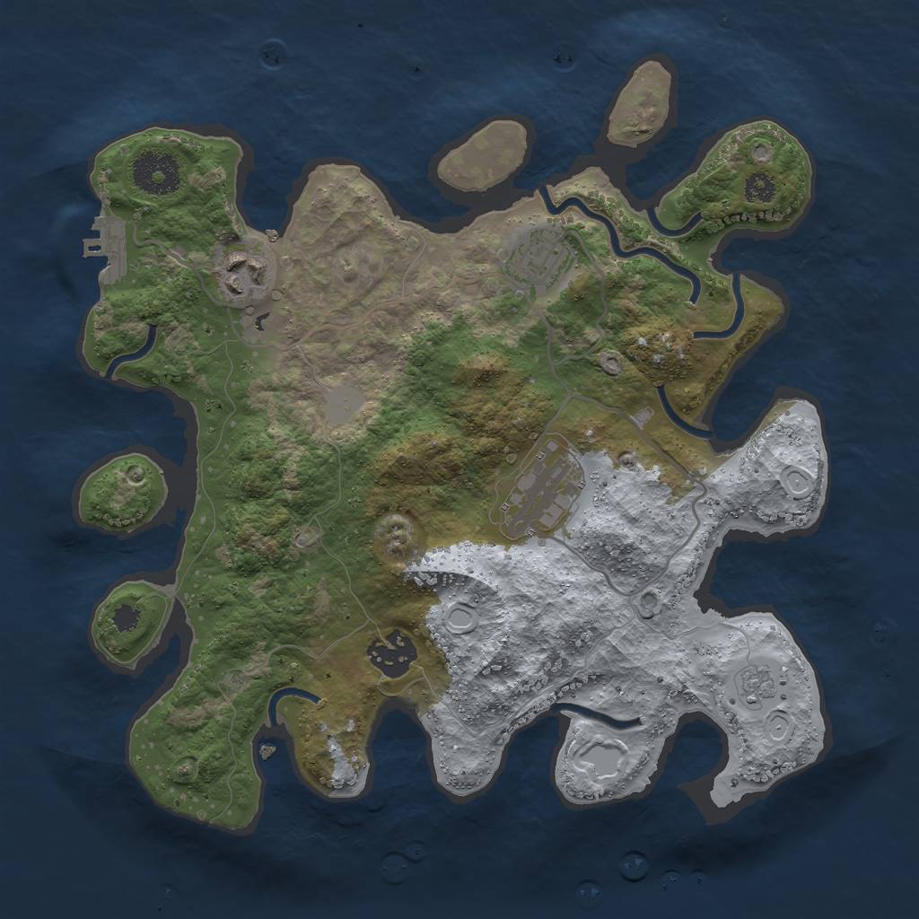 Rust Map: Procedural Map, Size: 3000, Seed: 27924, 11 Monuments
