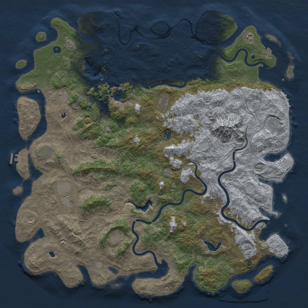 Rust Map: Procedural Map, Size: 6000, Seed: 25212823, 17 Monuments