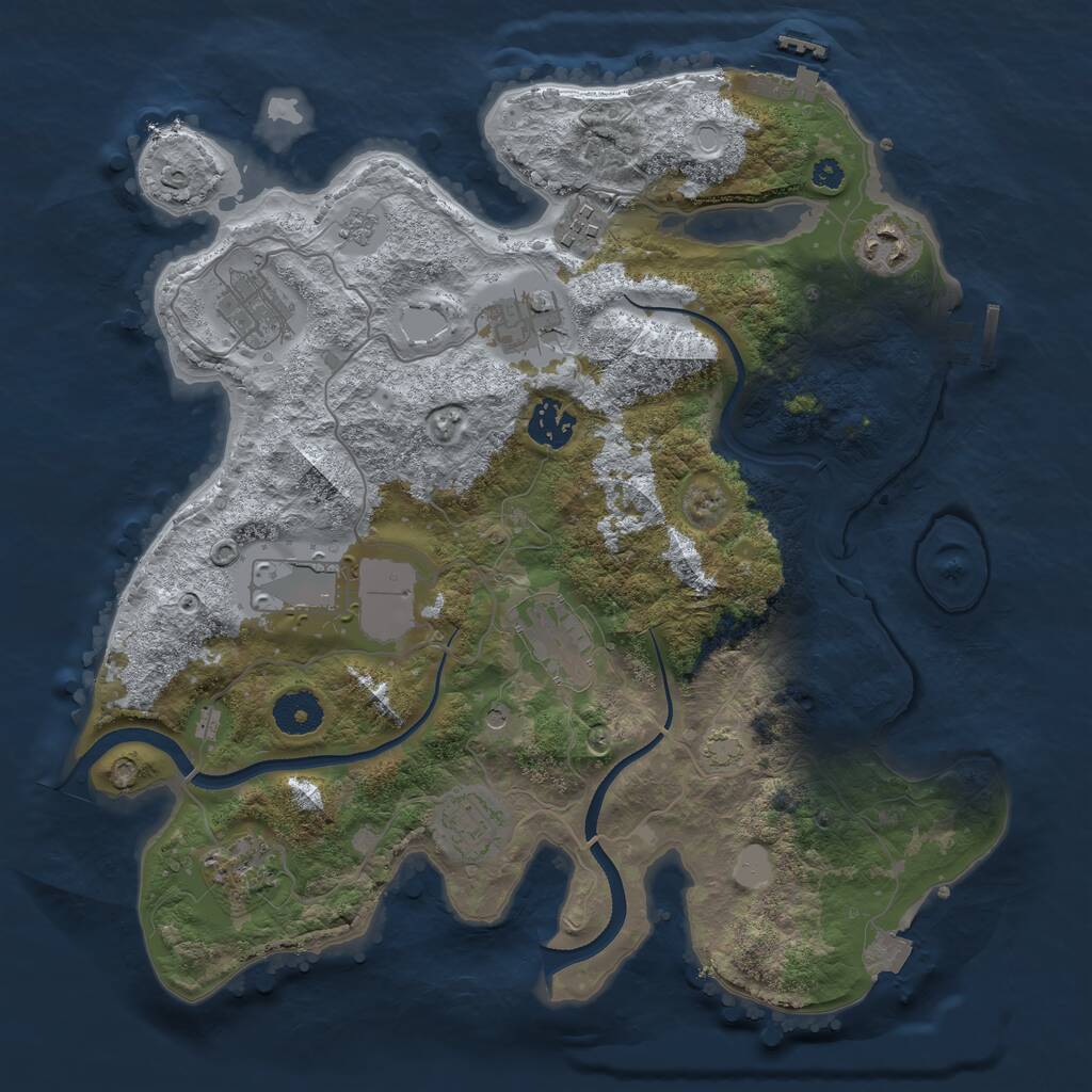 Rust Map: Procedural Map, Size: 3500, Seed: 92277037, 15 Monuments