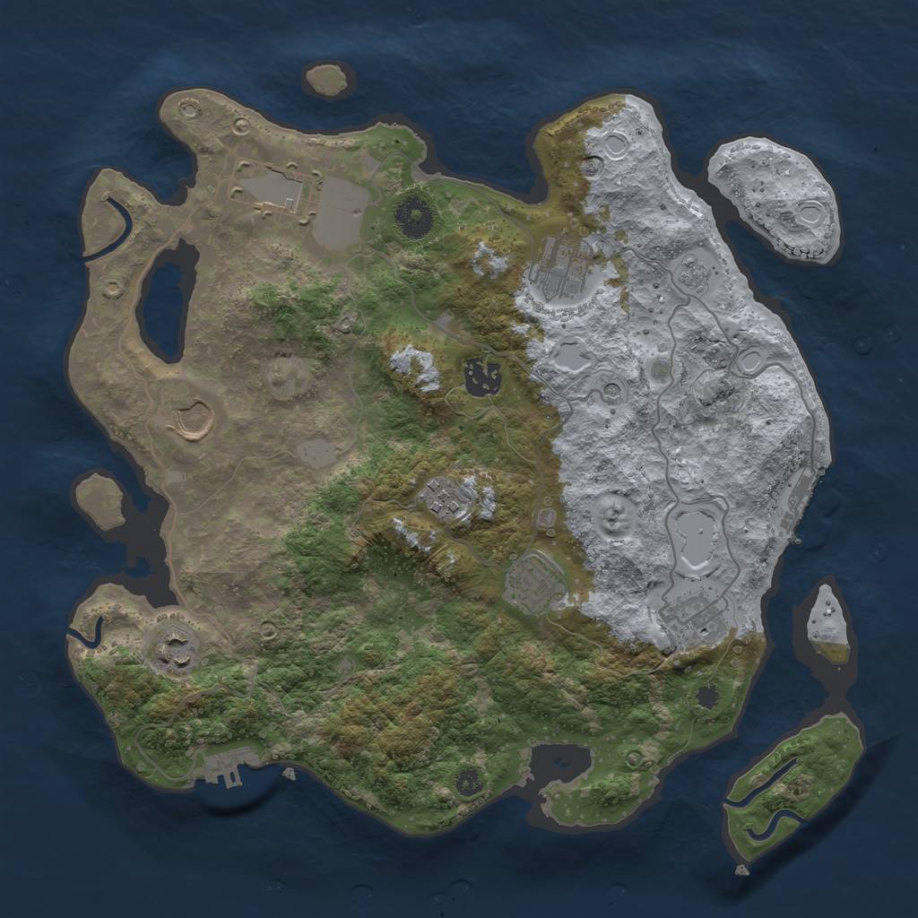 Rust Map: Procedural Map, Size: 3500, Seed: 18016333, 17 Monuments