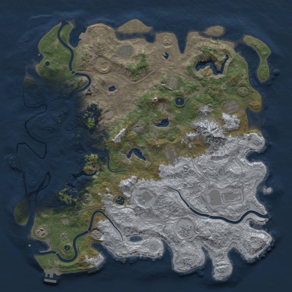 Rust Map: Procedural Map, Size: 5000, Seed: 585959, 17 Monuments