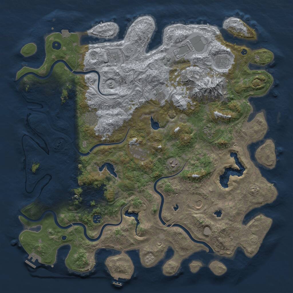 Rust Map: Procedural Map, Size: 5000, Seed: 2062664047, 17 Monuments