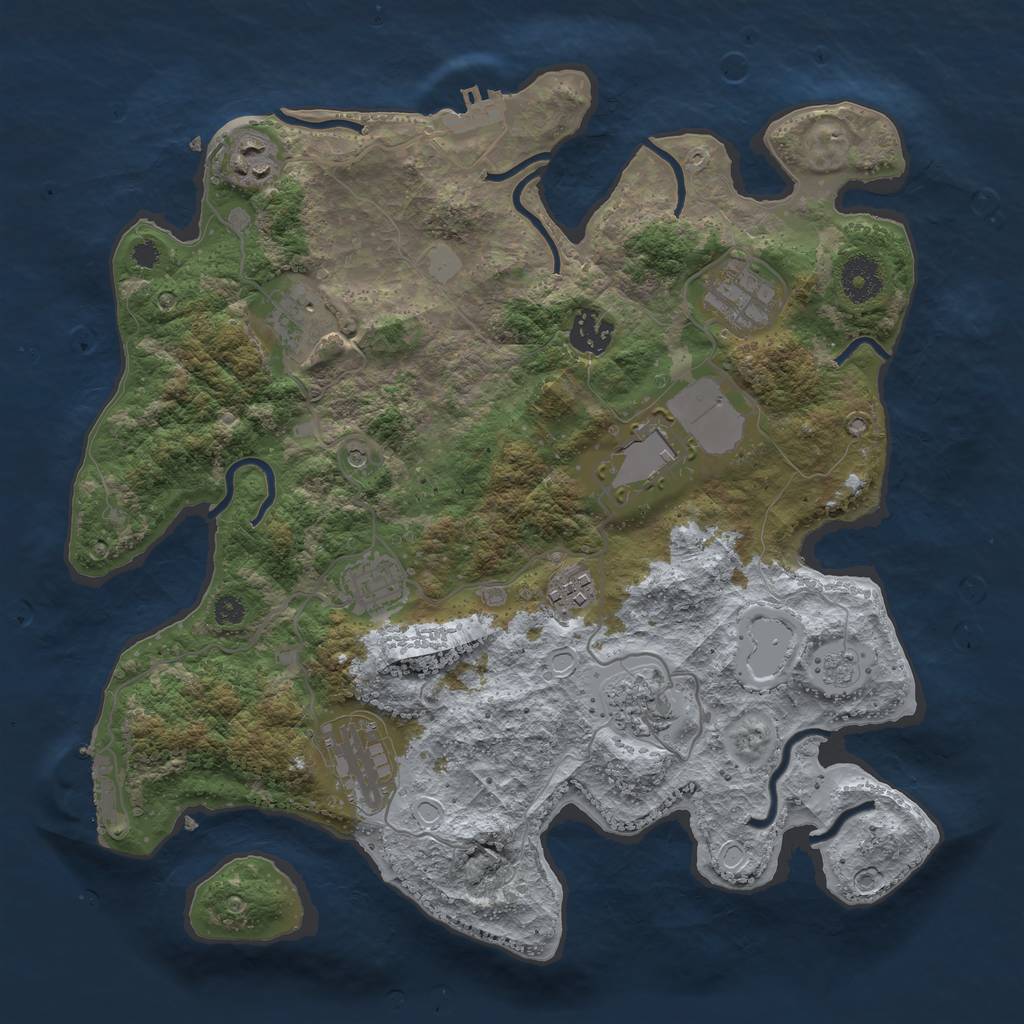 Rust Map: Procedural Map, Size: 3500, Seed: 986143596, 18 Monuments
