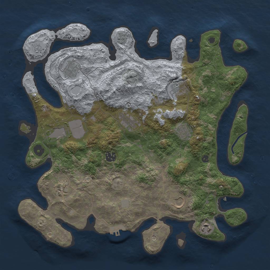 Rust Map: Procedural Map, Size: 3750, Seed: 653082351, 18 Monuments