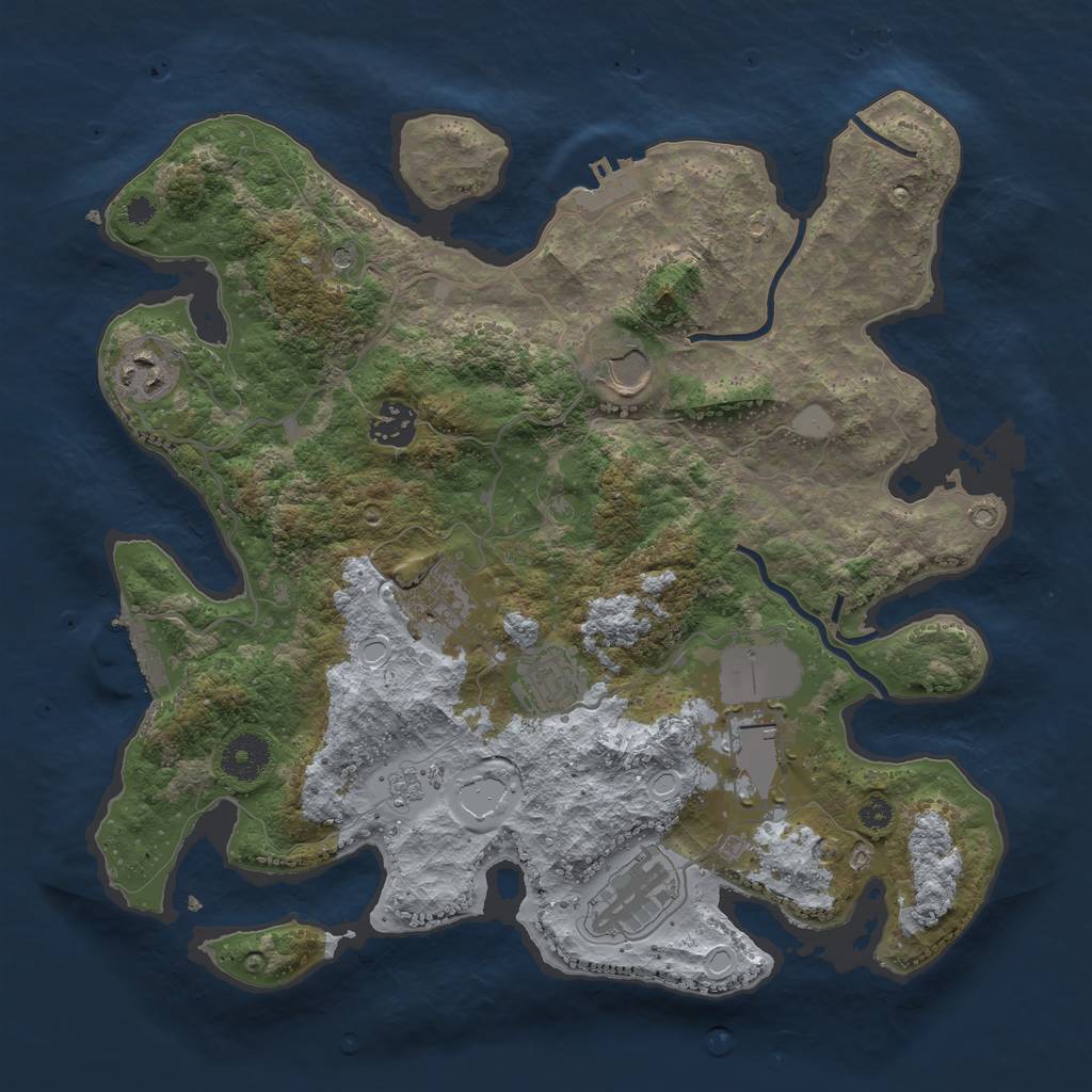 Rust Map: Procedural Map, Size: 3500, Seed: 1480491923, 16 Monuments