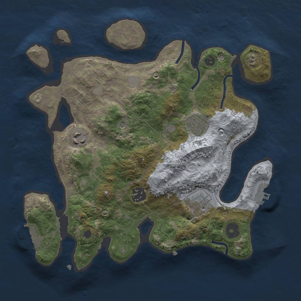 Rust Map: Procedural Map, Size: 3000, Seed: 29175, 12 Monuments