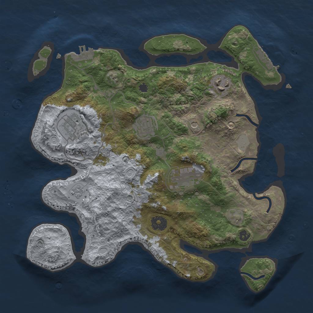 Rust Map: Procedural Map, Size: 3000, Seed: 74937, 13 Monuments