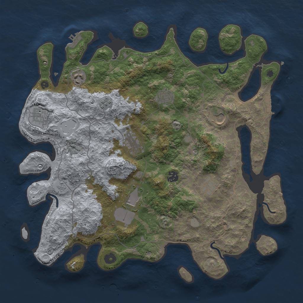 Rust Map: Procedural Map, Size: 4000, Seed: 24701796, 18 Monuments