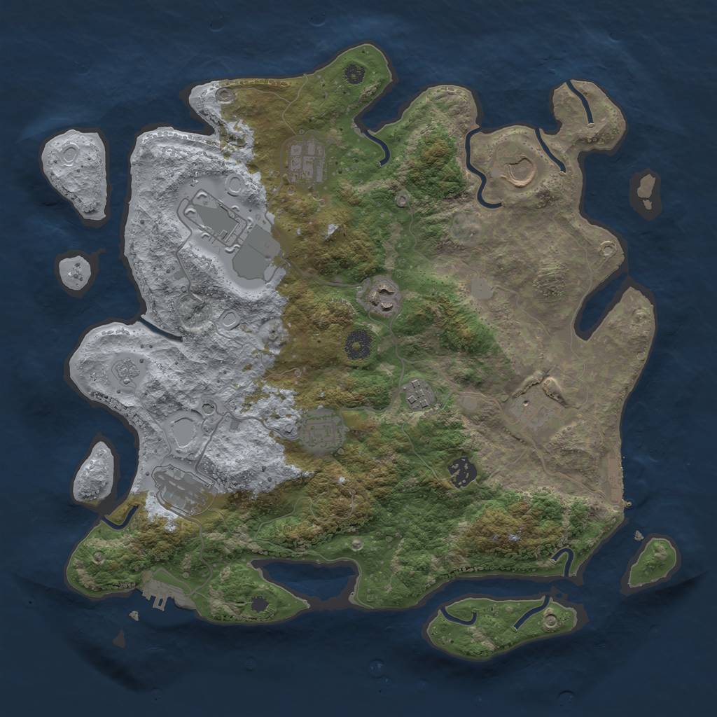 Rust Map: Procedural Map, Size: 3700, Seed: 1185220221, 18 Monuments