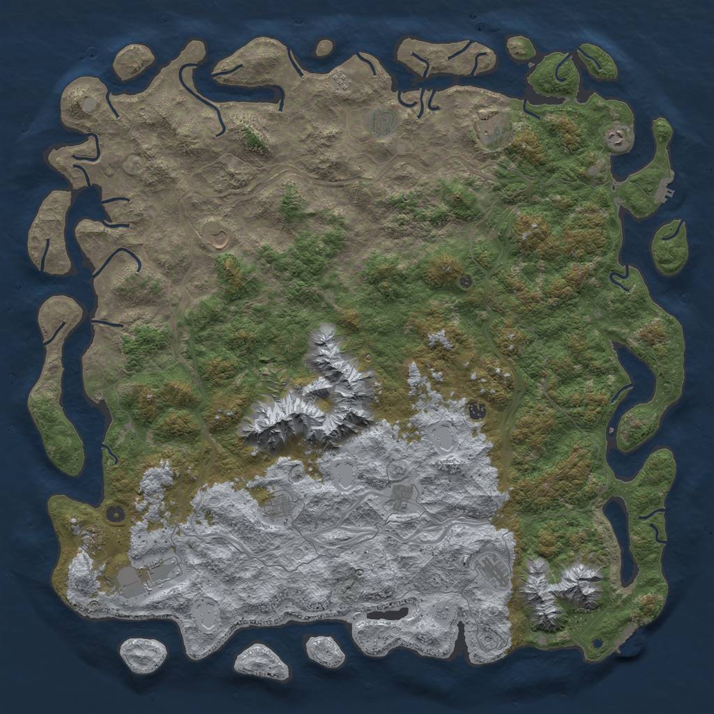 Rust Map: Procedural Map, Size: 6000, Seed: 174336065, 20 Monuments