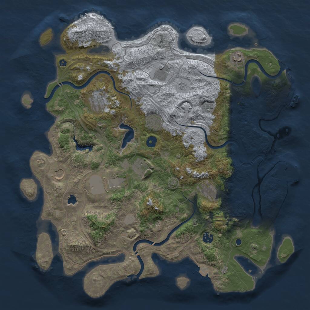 Rust Map: Procedural Map, Size: 4250, Seed: 1191526529, 16 Monuments