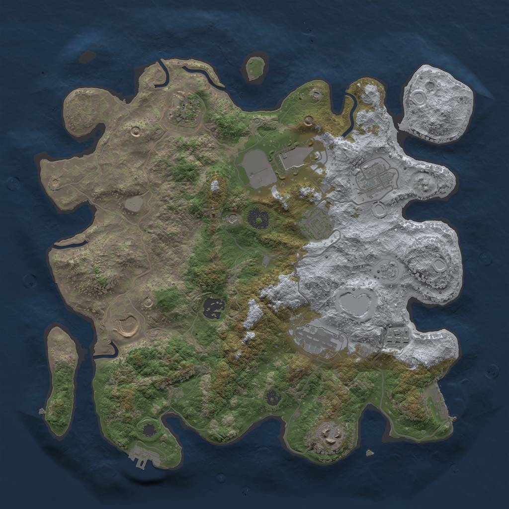 Rust Map: Procedural Map, Size: 3500, Seed: 201443, 18 Monuments