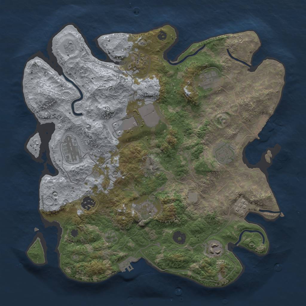 Rust Map: Procedural Map, Size: 3500, Seed: 1341750702, 18 Monuments