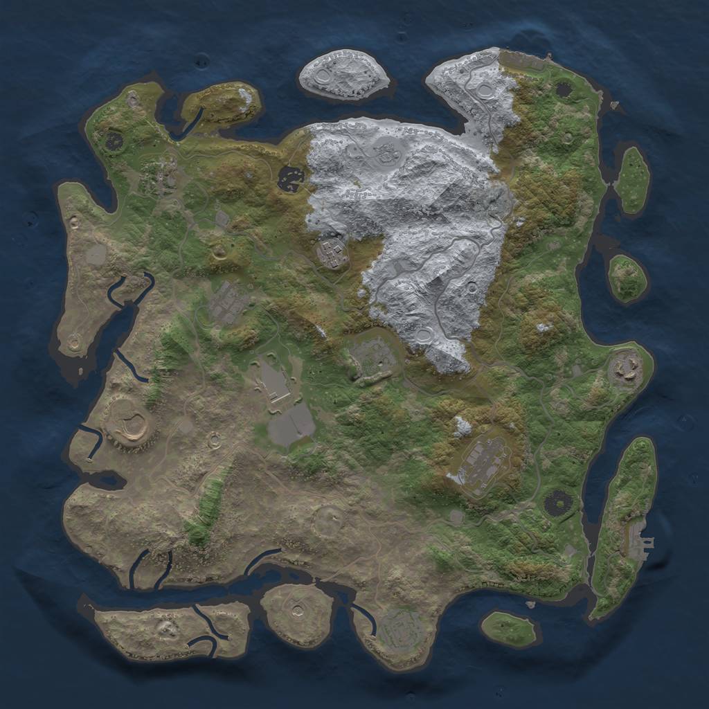 Rust Map: Procedural Map, Size: 4000, Seed: 332528165, 19 Monuments