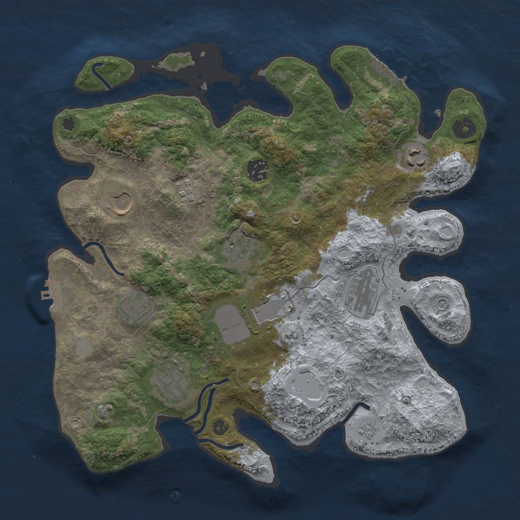 Rust Map: Procedural Map, Size: 3500, Seed: 35354349, 18 Monuments
