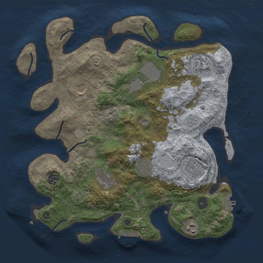 Rust Map: Procedural Map, Size: 3500, Seed: 56133094, 17 Monuments