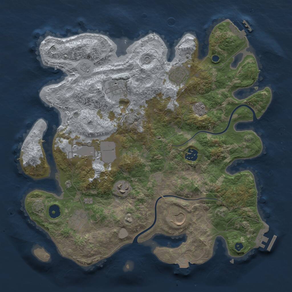 Rust Map: Procedural Map, Size: 3500, Seed: 1108743240, 14 Monuments