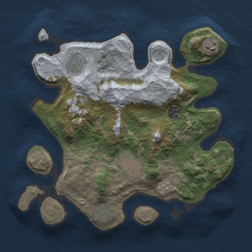Rust Map: Barren, Size: 3000, Seed: 876722695, 9 Monuments