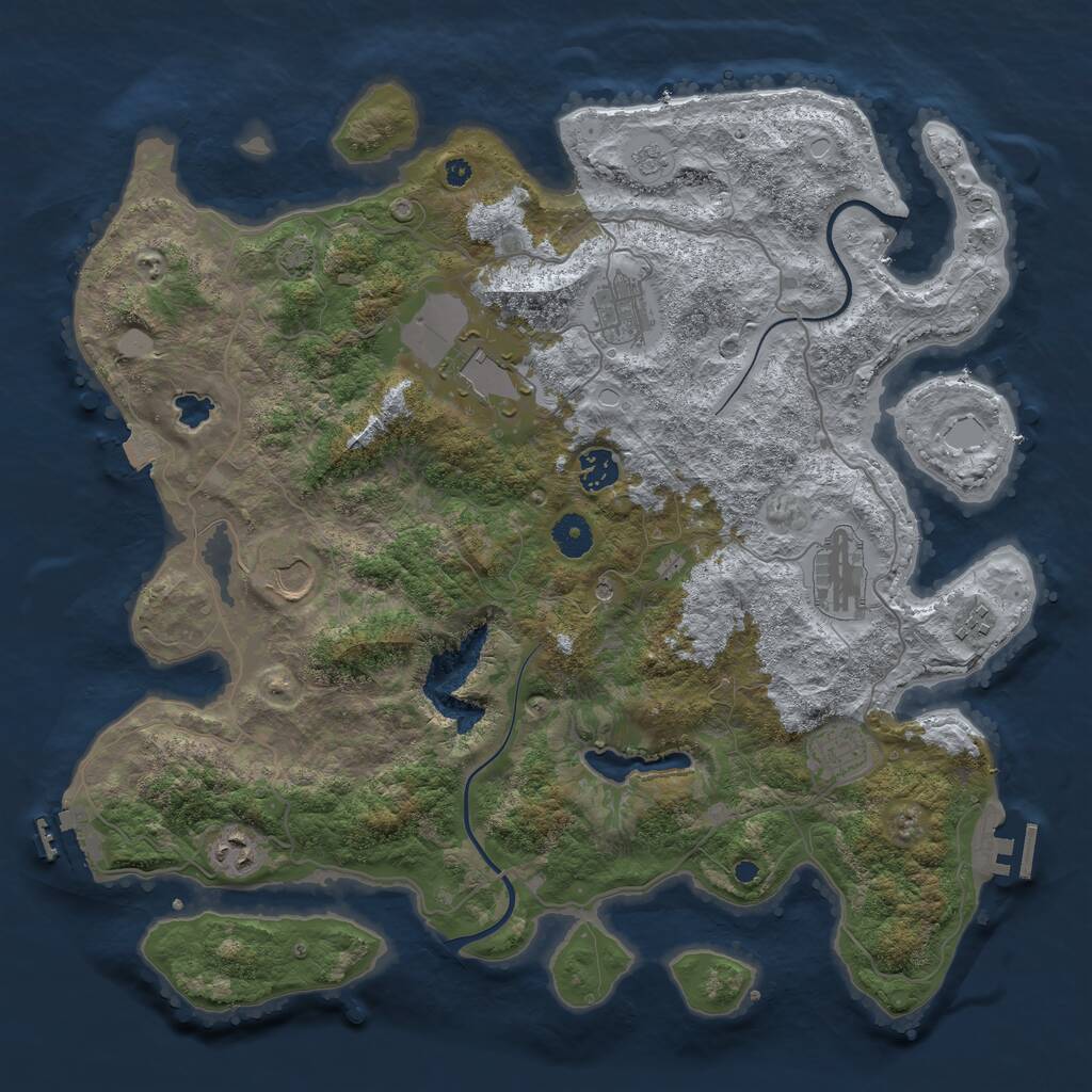 Rust Map: Procedural Map, Size: 4000, Seed: 715066383, 14 Monuments