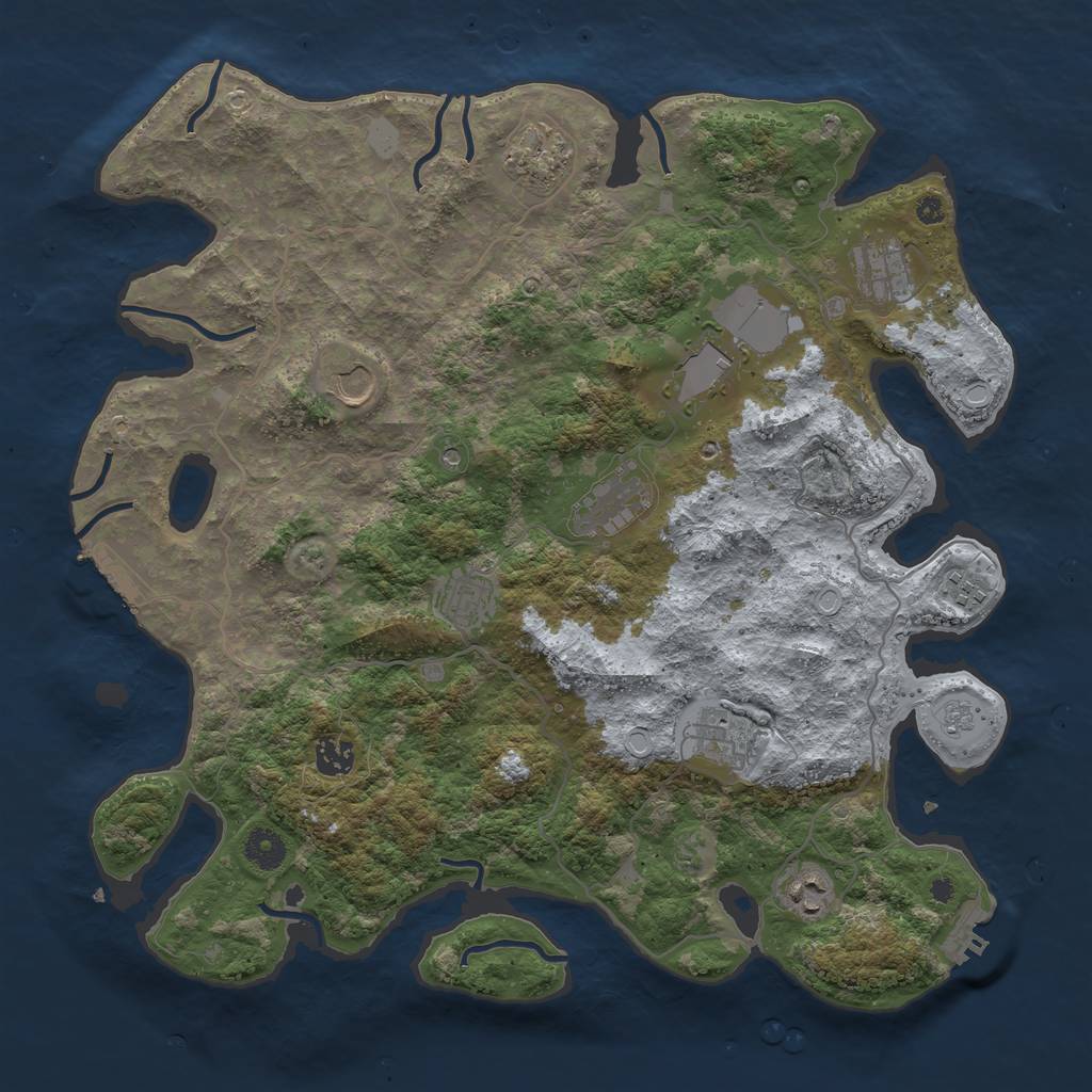 Rust Map: Procedural Map, Size: 4000, Seed: 1937, 19 Monuments