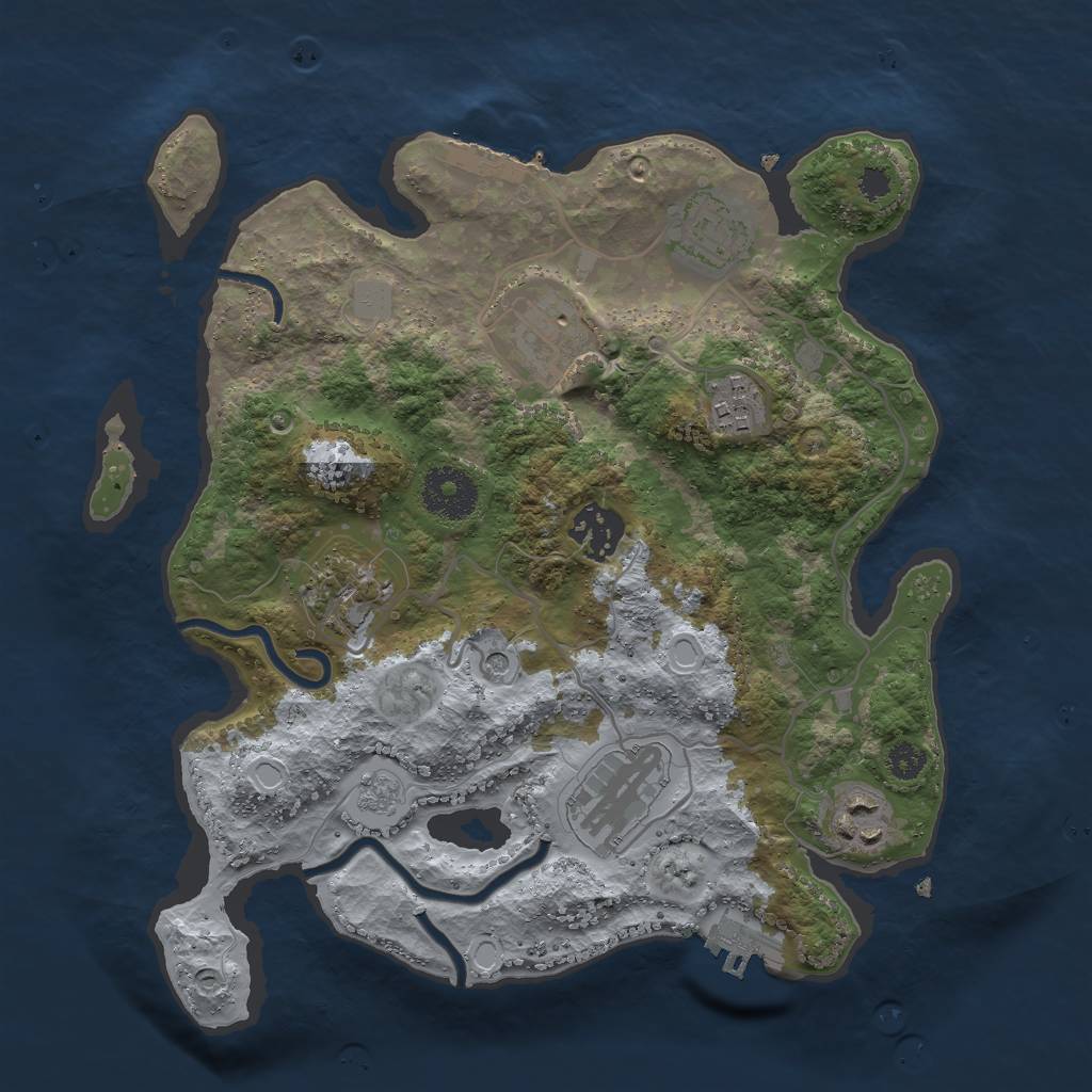 Rust Map: Procedural Map, Size: 3000, Seed: 387986800, 16 Monuments