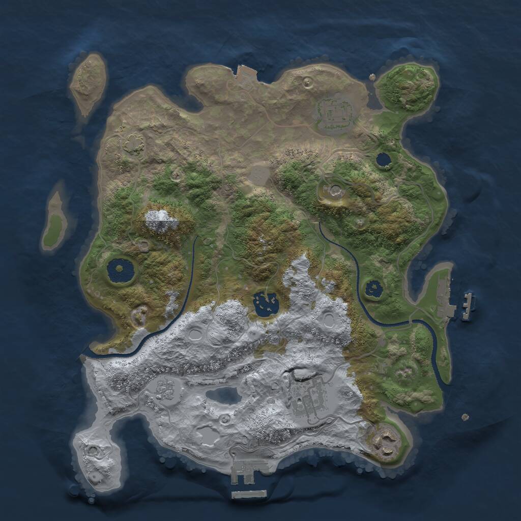 Rust Map: Procedural Map, Size: 3000, Seed: 387986800, 10 Monuments