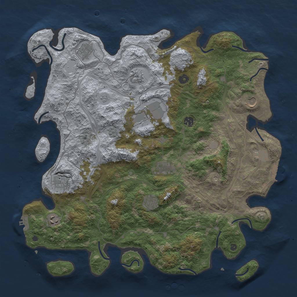 Rust Map: Procedural Map, Size: 4500, Seed: 1437921550, 20 Monuments