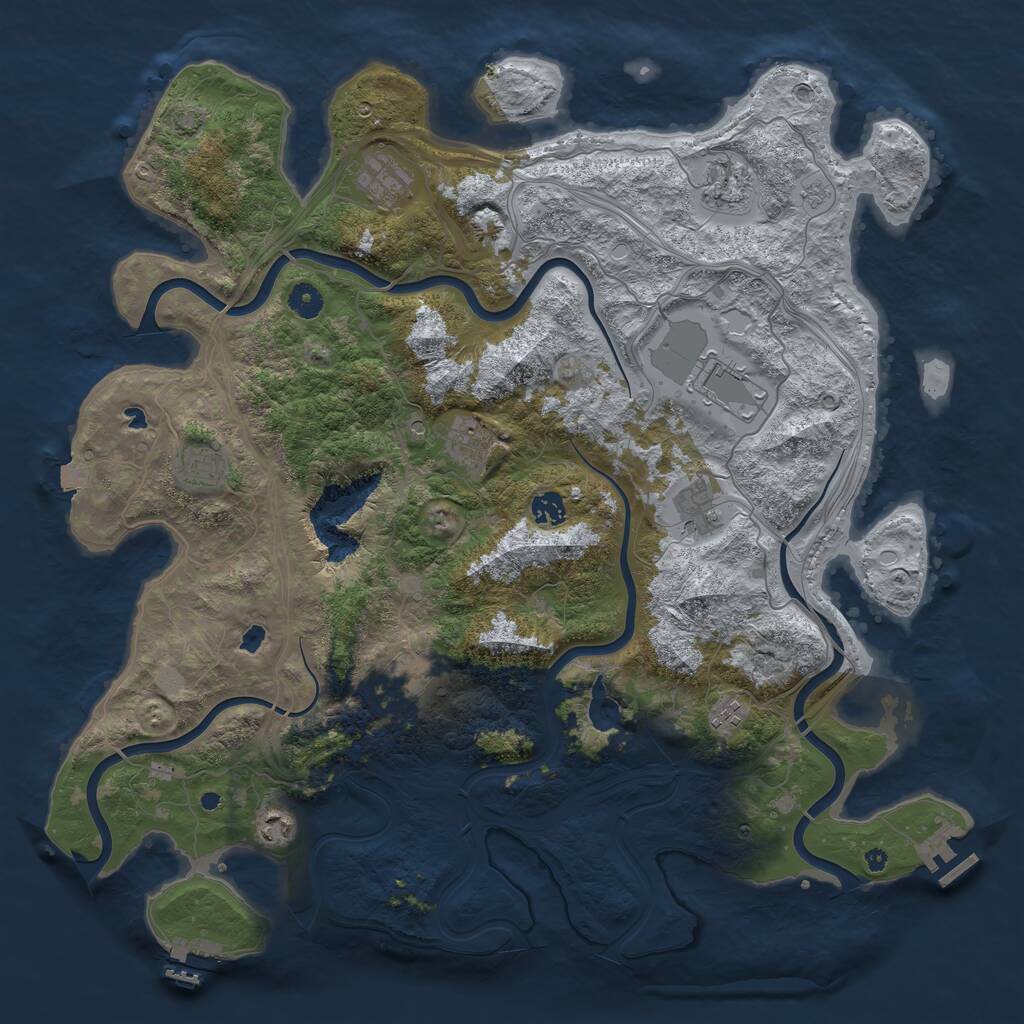 Rust Map: Procedural Map, Size: 4500, Seed: 1816823640, 16 Monuments