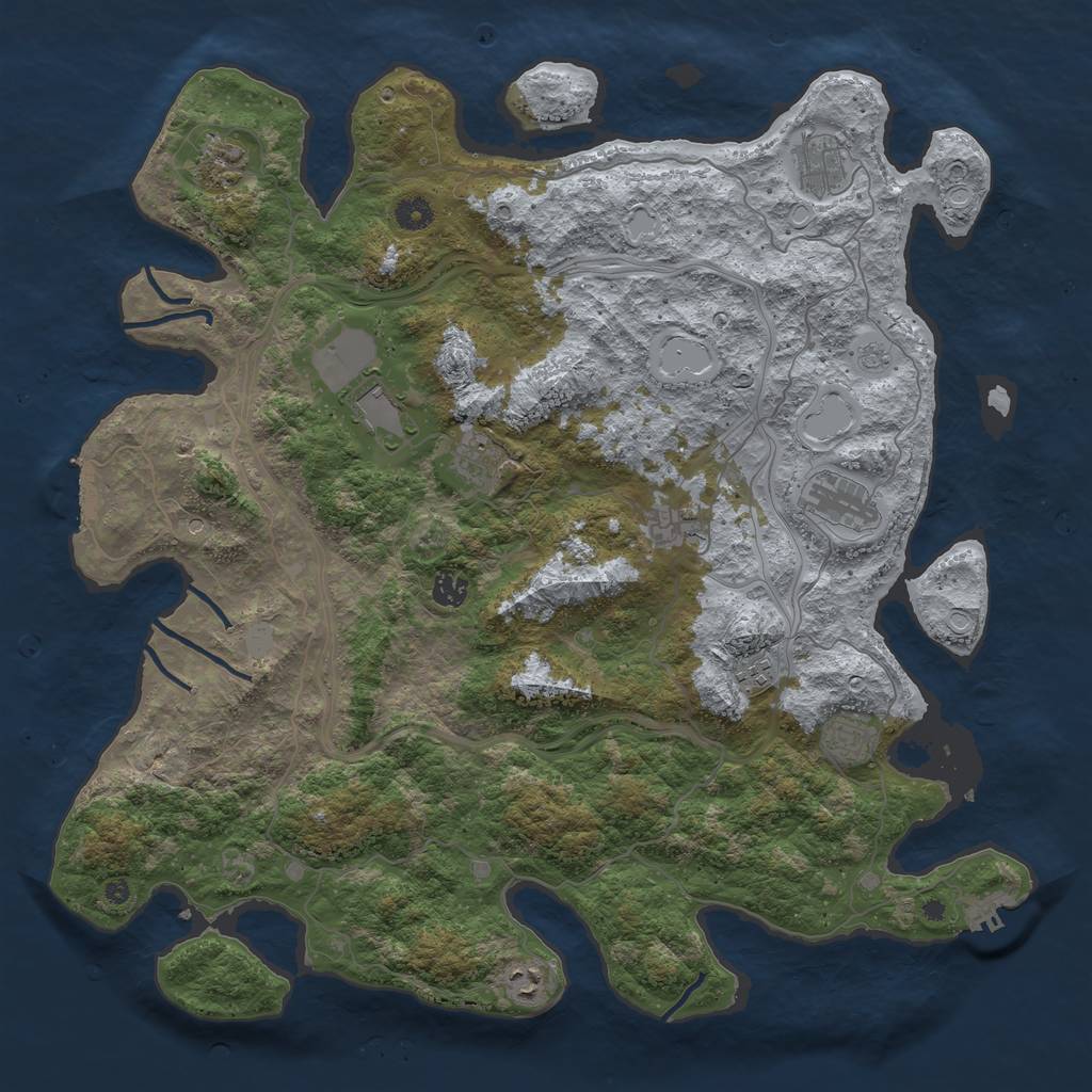 Rust Map: Procedural Map, Size: 4500, Seed: 1816823640, 19 Monuments