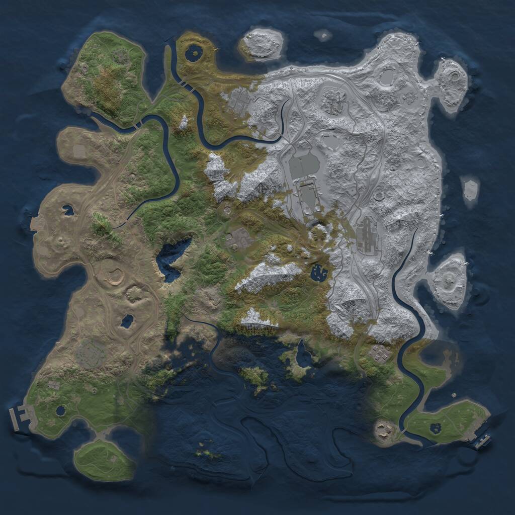 Rust Map: Procedural Map, Size: 4500, Seed: 1816823640, 17 Monuments