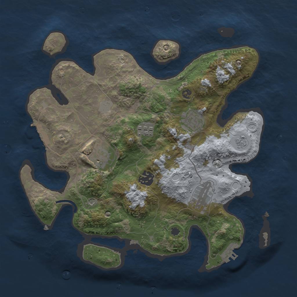 Rust Map: Procedural Map, Size: 3000, Seed: 1044553590, 14 Monuments