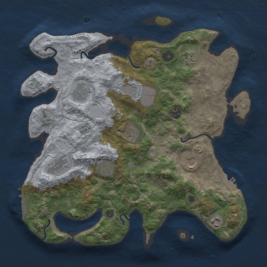 Rust Map: Procedural Map, Size: 3600, Seed: 858220111, 19 Monuments