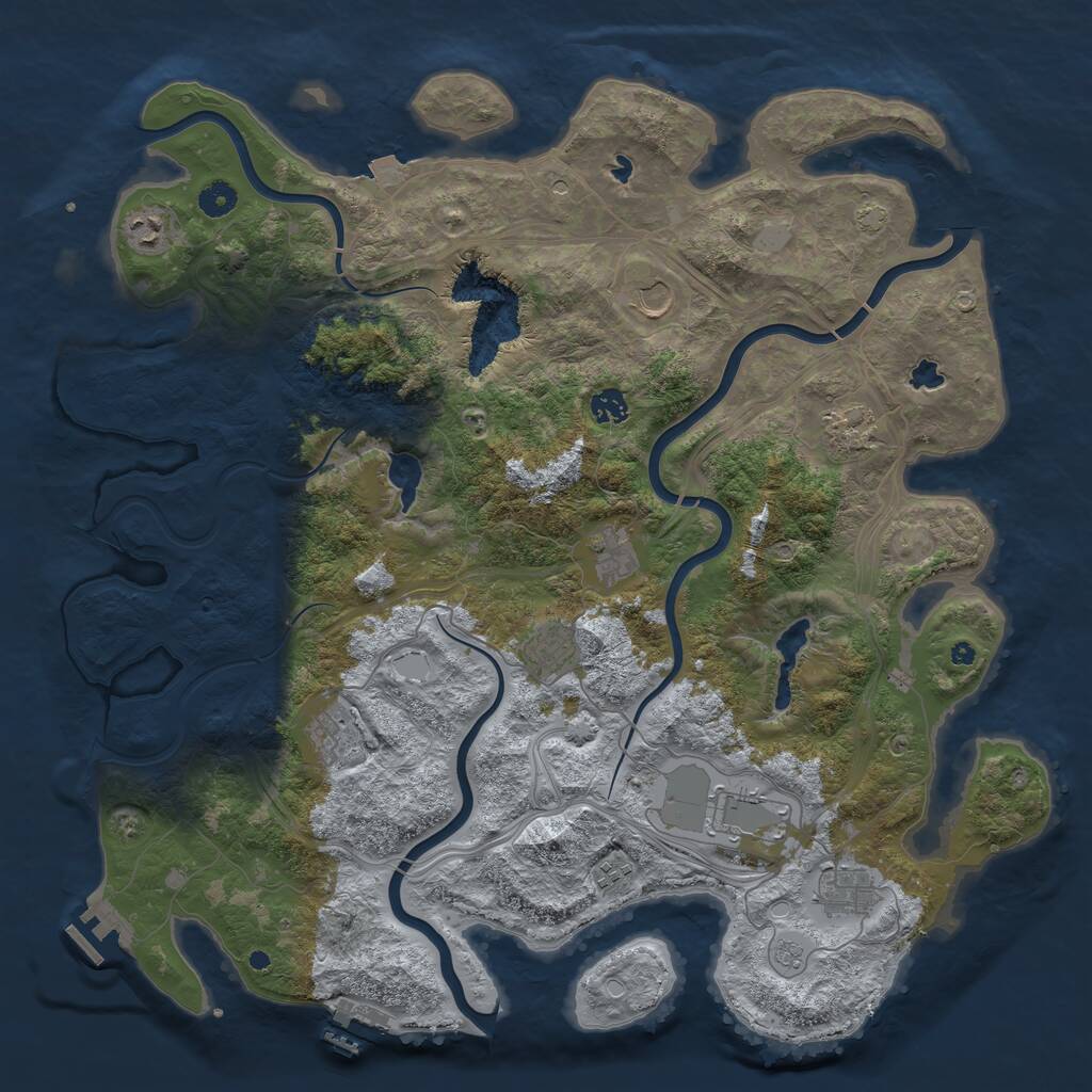 Rust Map: Procedural Map, Size: 4500, Seed: 630752784, 16 Monuments