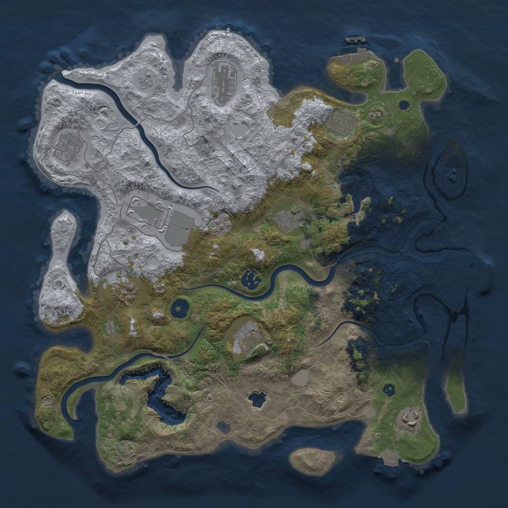 Rust Map: Procedural Map, Size: 4000, Seed: 1316584301, 16 Monuments