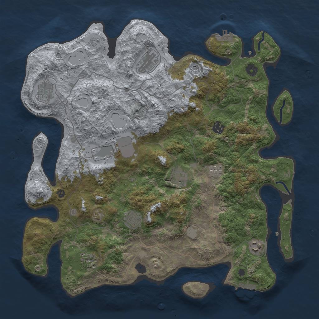 Rust Map: Procedural Map, Size: 4000, Seed: 1316584301, 18 Monuments