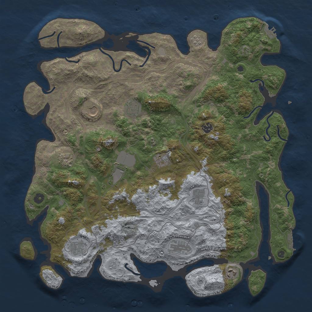 Rust Map: Procedural Map, Size: 4500, Seed: 1397170845, 20 Monuments