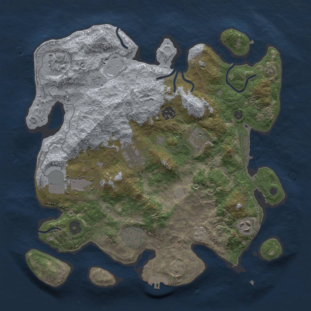 Rust Map: Procedural Map, Size: 3500, Seed: 15457, 17 Monuments